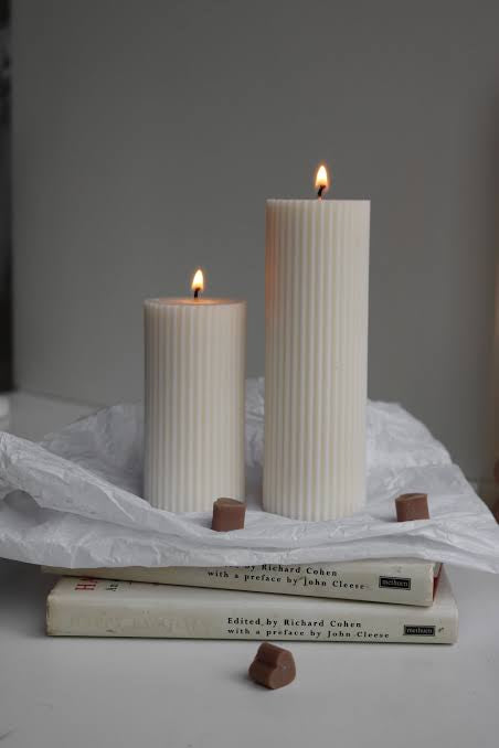 Ribbed Pillar Candle Set